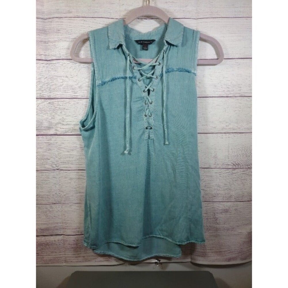 Rock & Republic Tie-Up Sleeveless Collared Tunic, Women's Size M Y2K Era